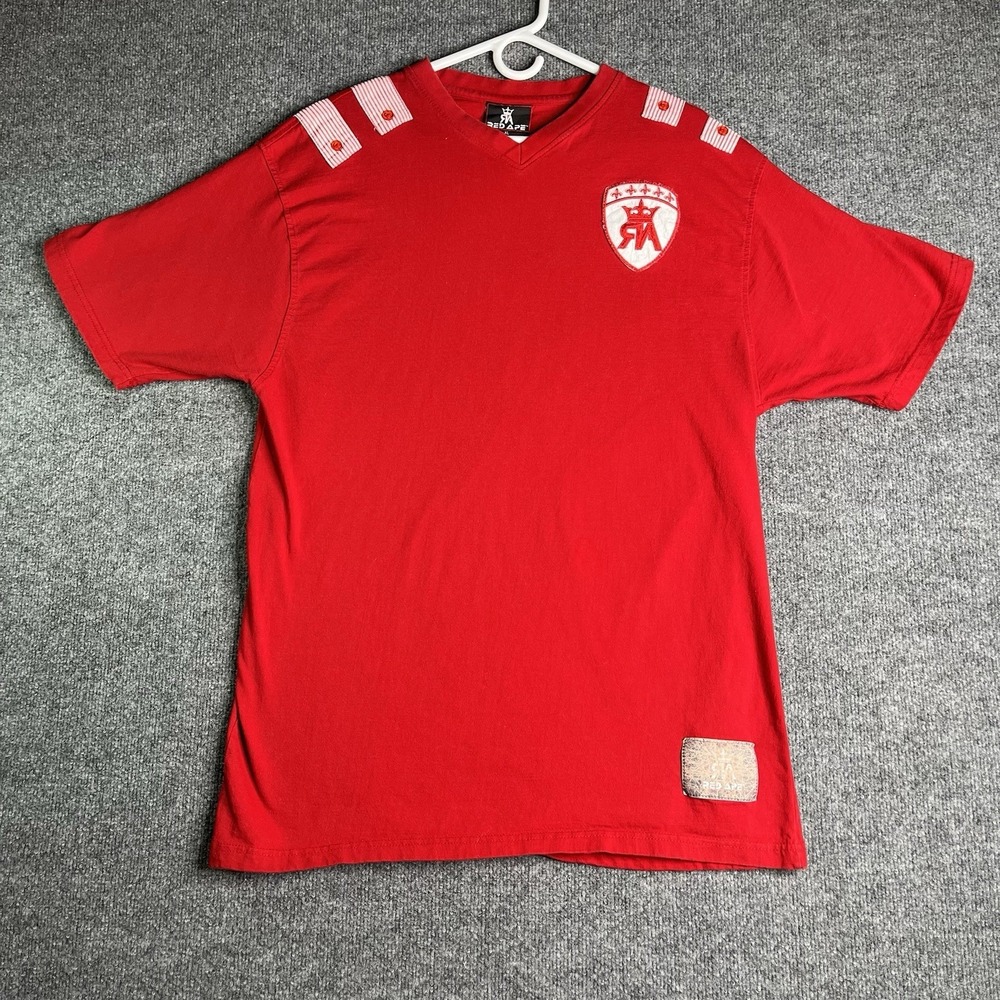 Vintage Y2K Red Ape T-shirt‎ Men XL V-neck 2000s Hip Hop Streetwear Red